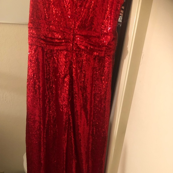 Kate Kasin formal red sequin dress 16inch PTP, 47 inch long, Size 10 - Picture 9 of 11